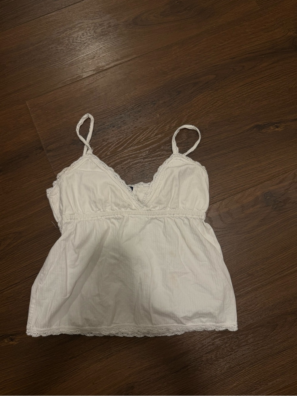 Brandy Melville White Lace-Trim Spaghetti Cami